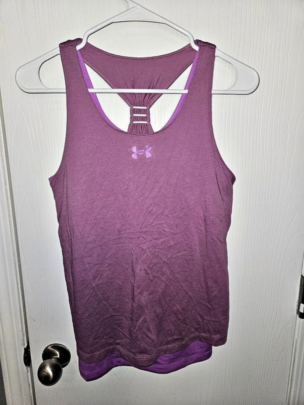 Under Armour Girl's Athletic Racerback Layered Tank Purple YLG